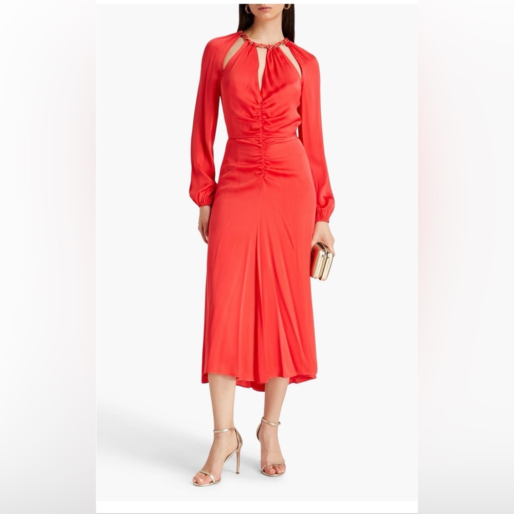 NEW Veronica Beard Faya Cutout Silk Blend Satin Midi Dress, Size 4